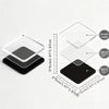 A set of clear acrylic and black magnetic fridge magnets with various sizes for decor and notes.
