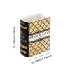 A black ceramic book-shaped vase featuring a gold and black diamond pattern.