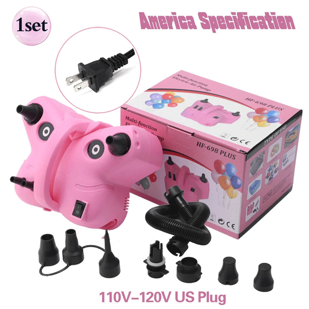 Pompe à air électrique rose multifonction avec accessoires et une boîte d'étiquettes américaines