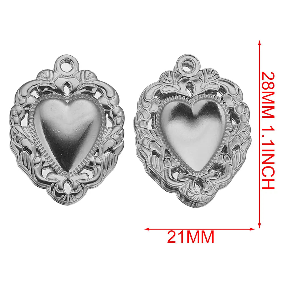 Gold Sacred Heart Charms for Jewelry Making