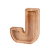 Wooden alphabet piggy bank coin box shaped like the letter U