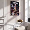 A canvas poster featuring Charles Oliveira in a fight pose, displayed on a wall.