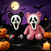 Ghost Face Bear Plush Toy – Black & Pink Two-Tone Halloween Bear