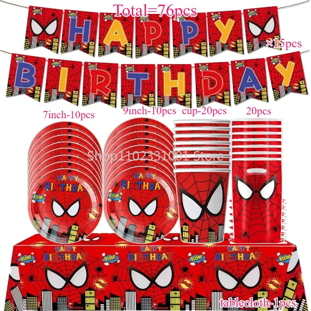 Superhero Birthday Party Tableware and Decoration Kit