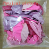 A plastic bag contains a pack of shimmering pink latex balloons for parties and celebrations.