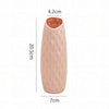 A tall, elongated, pink plastic vase with a textured surface.