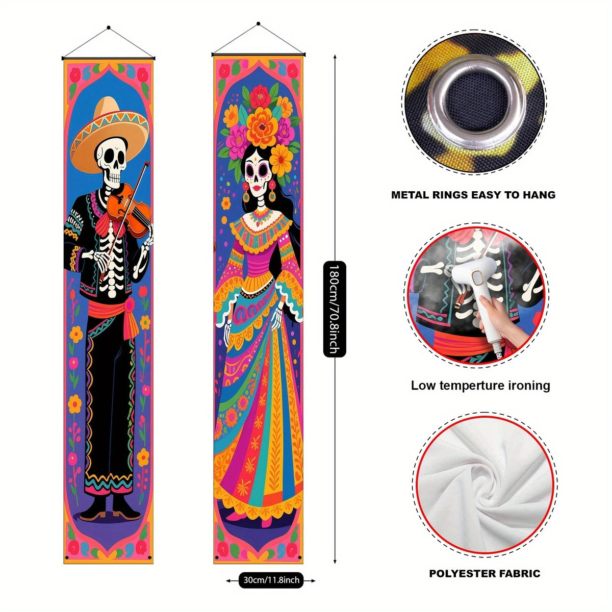 Day of the Dead Sugar Skull Door Banners – Set of 2