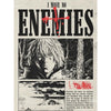 A black and white poster print featuring a character with spiky hair looking intensely, with the title I HAVE NO ENEMIES prom