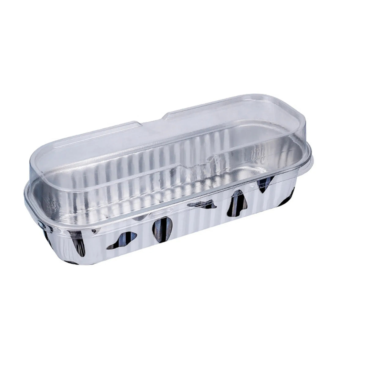 Disposable aluminum foil baking tray with a clear lid