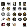 A collection of vintage art moon and sun decals featuring various celestial themes, figures, and mystical imagery.