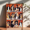 A canvas print featuring a series of vintage cocktail illustrations depicting people making martinis.