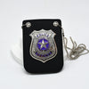 Insignia de fieltro negro con emblema de oficial de policía plateado y cadena para juego de rol