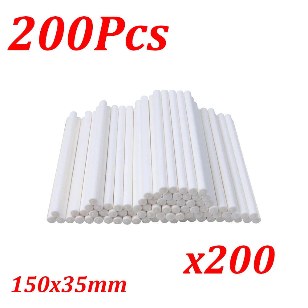 200 pieces of white paper lollipop sticks measuring 150x35mm