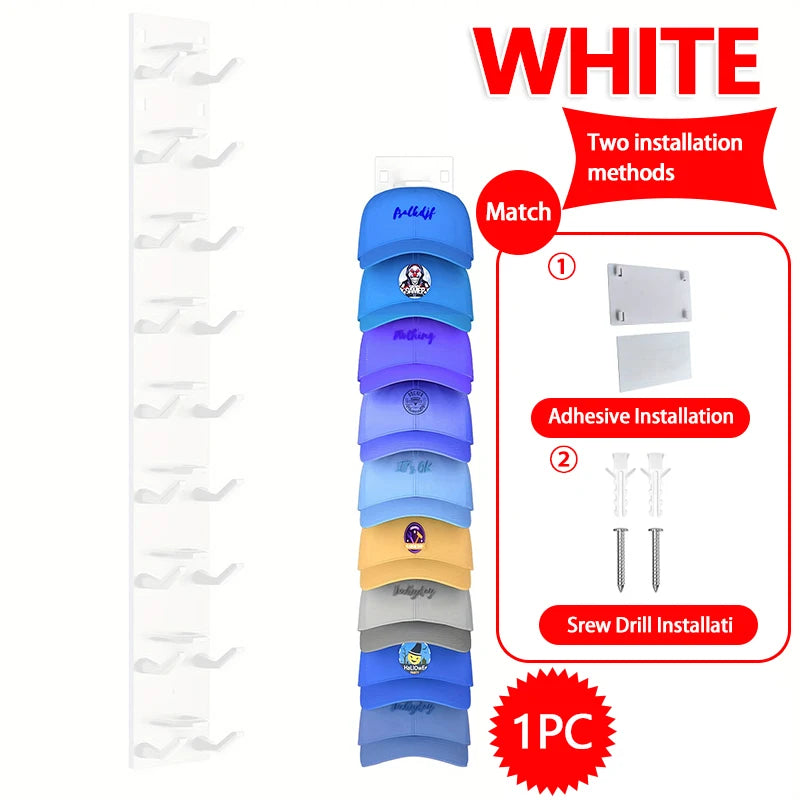 Wall-Mounted Hat Organizer Rack for 9 Caps
