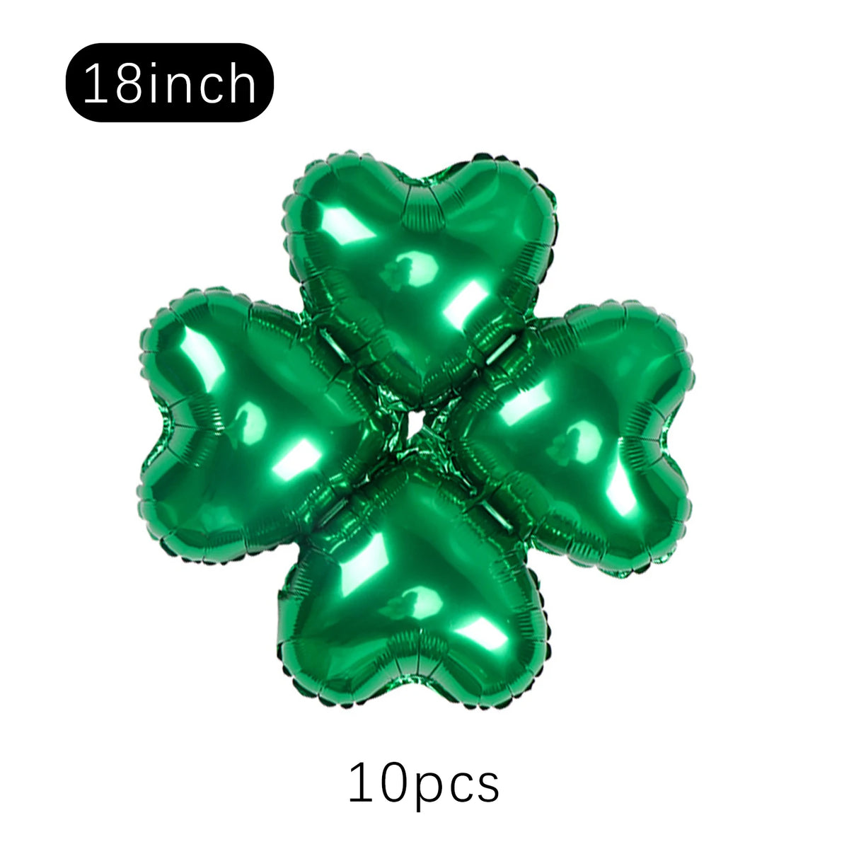 A set of ten bright green heart-shaped foil balloons for party decoration.