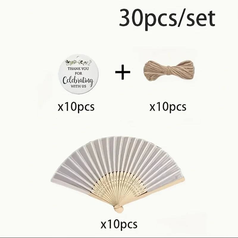 A set of 30 pieces for celebrating with a thank you message, including a bow and a folding fan.