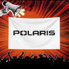 A white banner featuring the Polaris logo is displayed against a background with radiating orange light and a megaphone graph