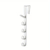A set of silver over-the-door hooks designed for hanging bags, hats, and scarves.