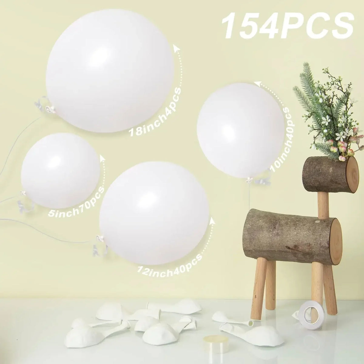 Matte White Balloon Variety Pack for Parties and Events
