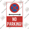 A vintage warning metal sign with a red circle and diagonal cross over a blue background, indicating no parking.