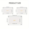 A set of acrylic photo frames showing various sizes including 6 inch and A4 dimensions.
