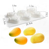 White silicone raspberry mousse mold with 6 cavities shown alongside fresh raspberries.