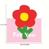 A red flower design on a pink card with the text For You printed in green.