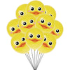 A bunch of yellow farm animal latex balloons with cute faces