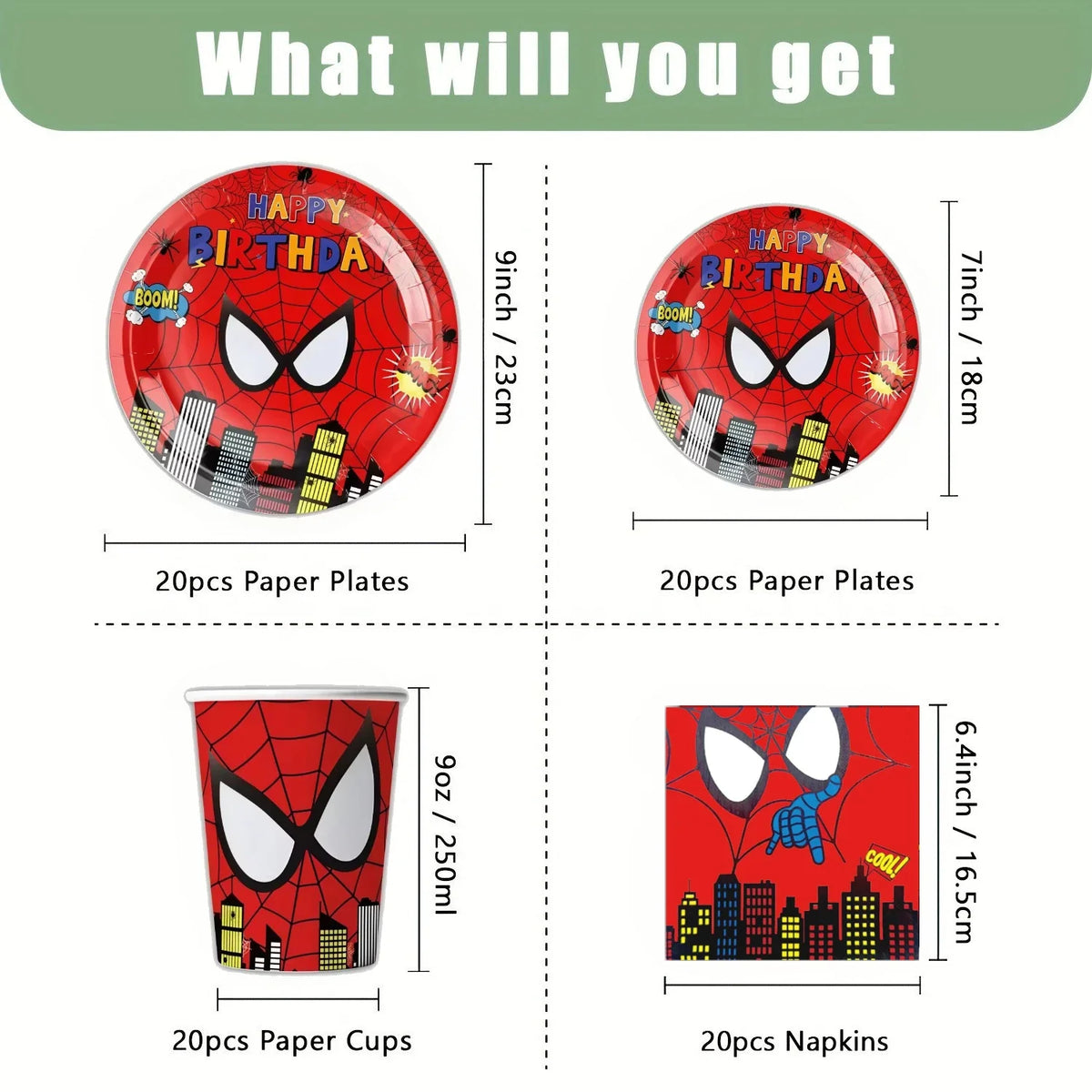 Superhero Birthday Party Tableware and Decoration Kit