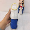 Handcrafted Virgin Mary crochet doll with blonde hair and blue clothing