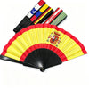 Handheld folding fan featuring a design of the Spanish national flag.