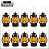 Ten DIY Halloween pumpkin lanterns with LED projection effects in black and orange.