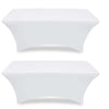 White stretch fitted spandex table cover for rectangle and folding tables