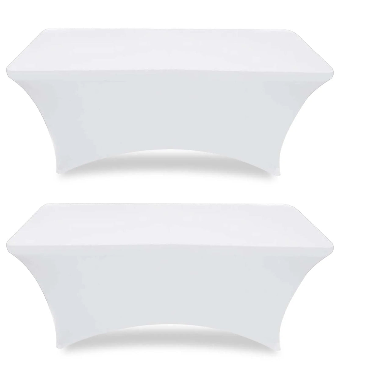 White stretch fitted spandex table cover for rectangle and folding tables