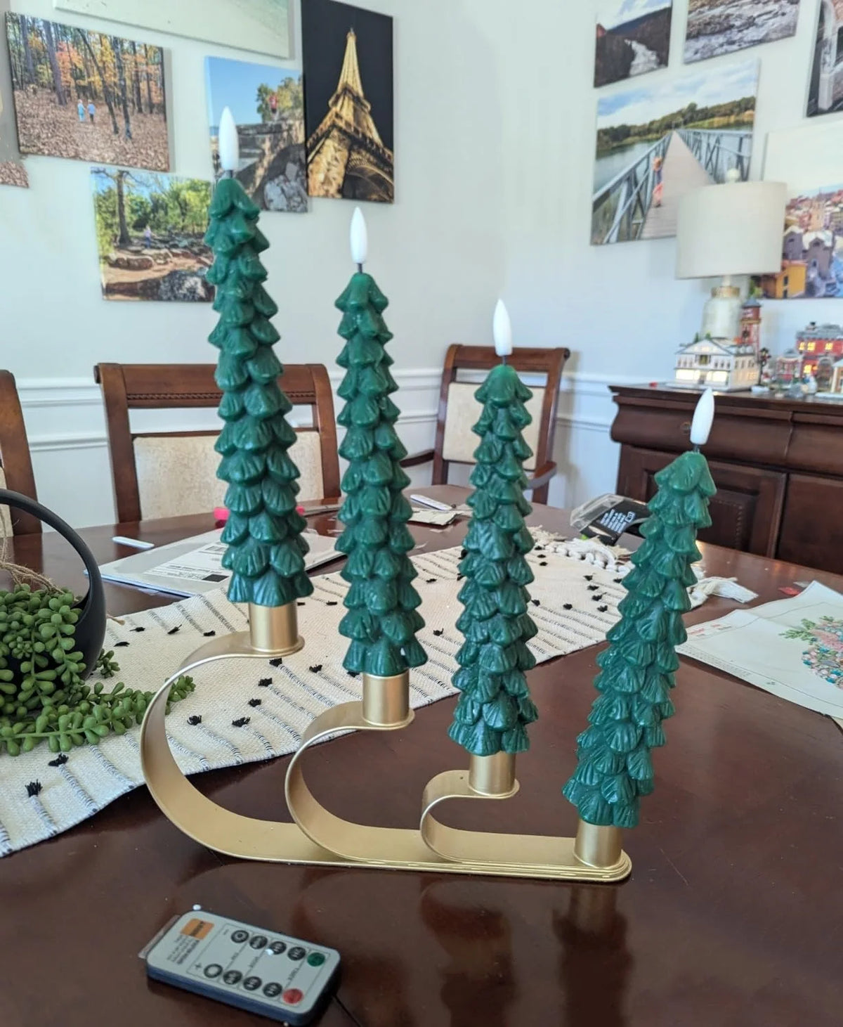 Christmas Tree LED Taper Candles with Remote Control and Timer