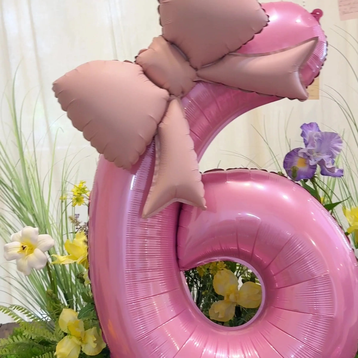 Pink Bowknot Number Foil Balloons – 40-Inch Party Decoration Set