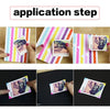 Application step showing how to use PVC photo corner protectors for scrapbooking and albums