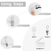 Instructions showing how to use a nail and clamps to attach a music-themed tapestry to a wall.