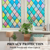 Rainbow stained glass window film in various colors providing privacy and allowing light