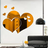 Orange heart wall art decal featuring a large heart shape with smaller hearts floating around it.