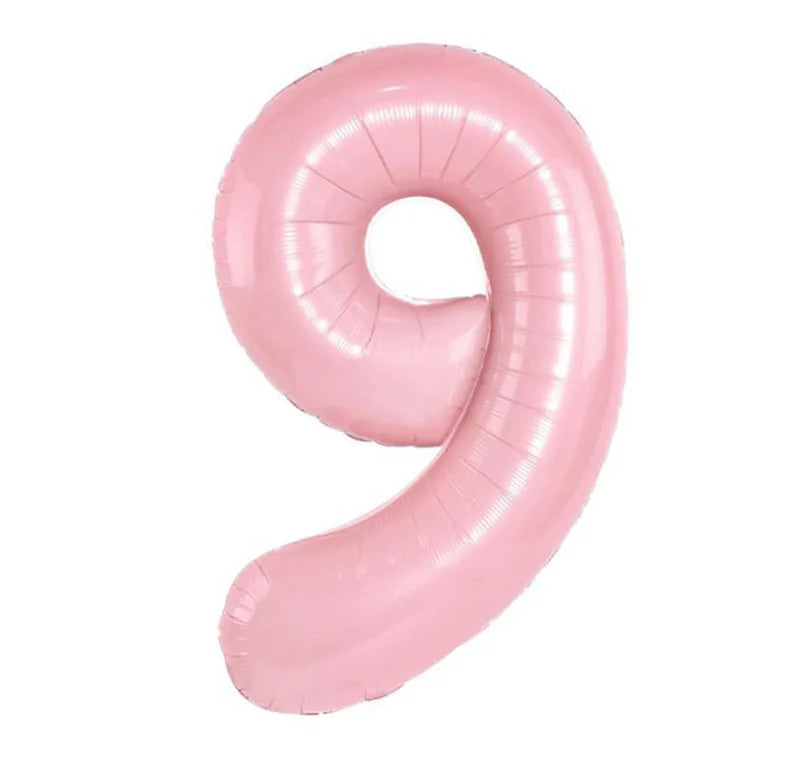 Pastel Pink Foil Number Balloons (0-9) for Birthday Party Decorations