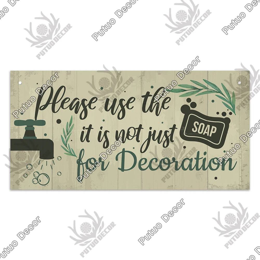 A rustic wooden sign with text that reads Please use the it is not just for Decoration