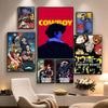 A collection of framed posters featuring characters and scenes from the Cowboy Bebop series.