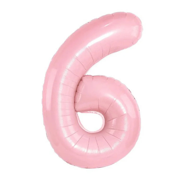 Pastel Pink Foil Number Balloons (0-9) for Birthday Party Decorations