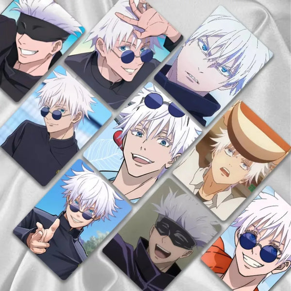 A collection of anime characters from Jujutsu Kaisen featured on various cards.