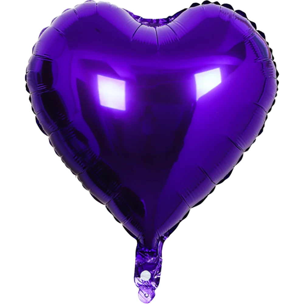 A purple heart-shaped foil balloon with a star design.