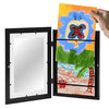A magnetic front-open frame displaying a colorful children's painting of a bee and a landscape.