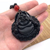 Amitabha Buddha Carved Obsidian Pendant Necklace