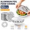 Aluminum foil food covers in various sizes and a stack, demonstrating heat retention and oil resistance.
