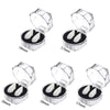 A set of realistic vampire fangs with adjustable fit shown in various packaging and display angles.